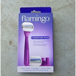 Flamingo Women's Moisture Plus Razor Set with Razor Handle, 2 Blade Refill